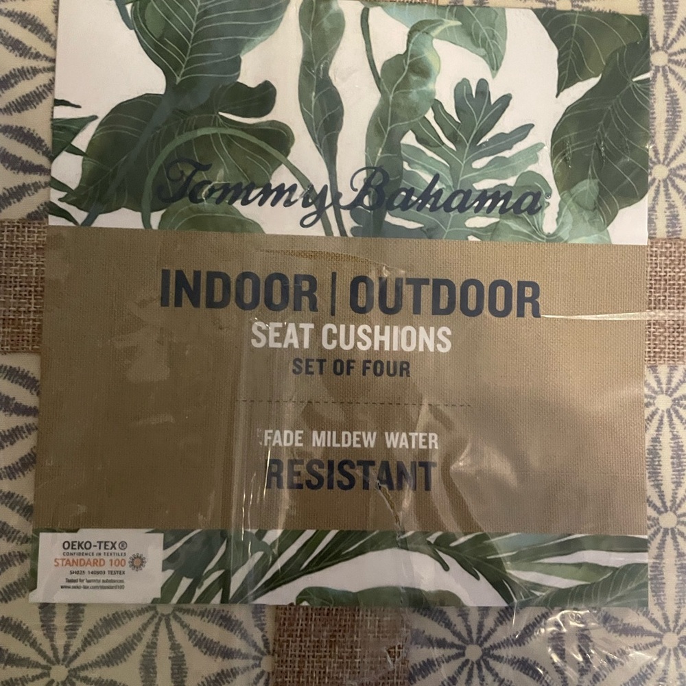 Tommy Bahama Geometric Pattern Seat Cushions - Cream and Gray (NWT) - Picture 2 of 4